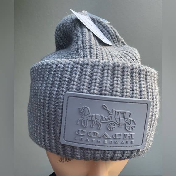 Coach Gray Ribbed Beanie - Picture 14 of 16